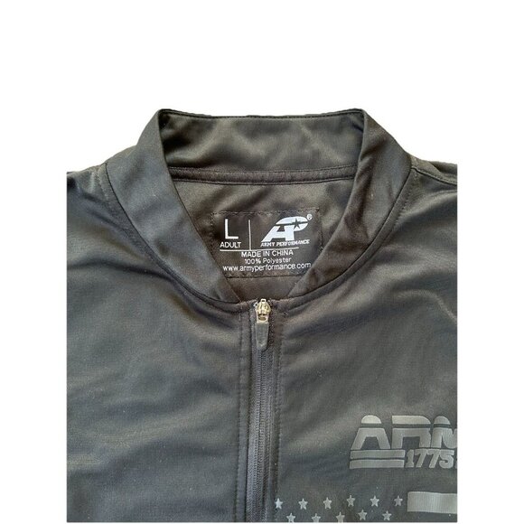 Army Performance 1/2 Zip Pullover Jacket Mens Size Large Black USA & Flag Decals - Picture 6 of 7